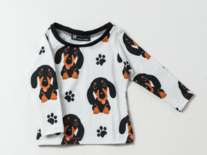 Kids long sleeve top with dachshund print